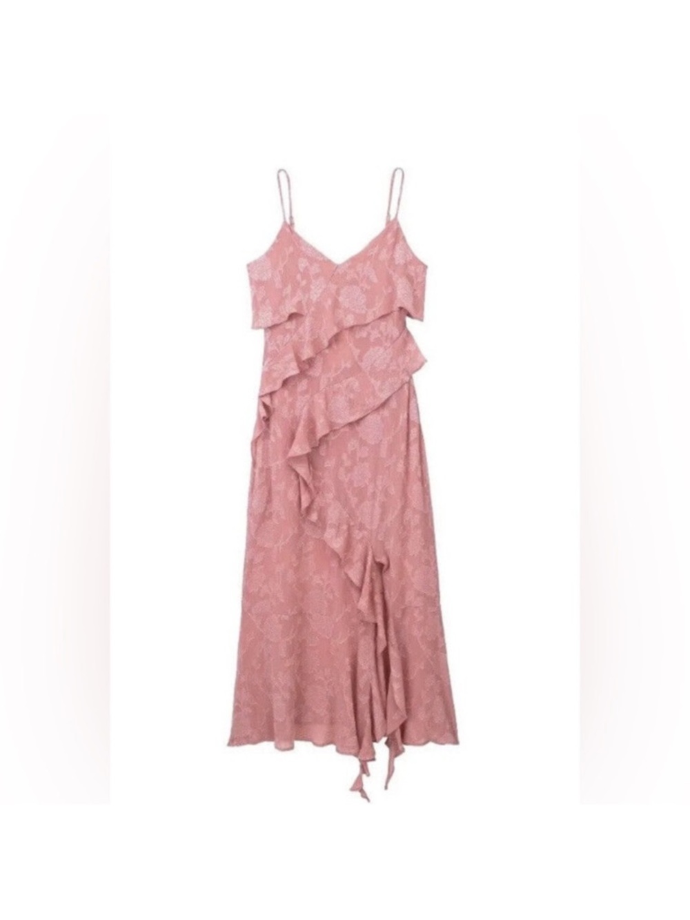 Zara Pink Ruffle Midi Dress
